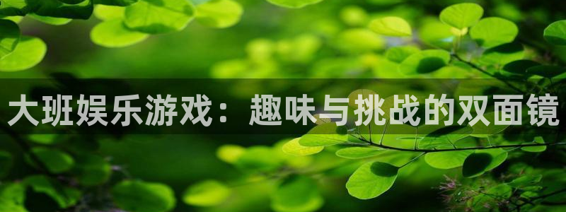 沐鸣2登录：大班娱乐游戏：趣味与挑战的双面镜